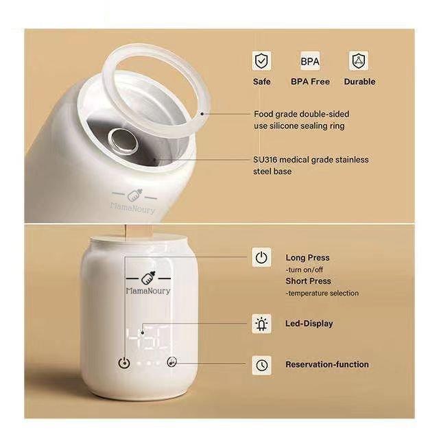 MamaNoury® Portable Baby Bottle Warmer — Elegant. Cordless. Travel-Ready.